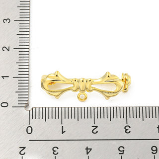 Bowknot Brass Brooches Findings, Gold Color, 21x22x12mm, Hole: 2x3mm.  Packed 5 Pins.