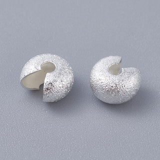 Textured Brass Crimp Beads Covers, 7x4.5mm, Hole: 1.8mm.  (Packed 50) *See color options