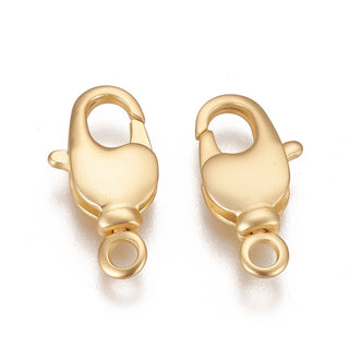 Rack Plating Brass Lobster Claw Clasps, with Jump Rings, Long-Lasting Plated, Lead Free & Cadmium Free, Light Gold, 12x5.8x2.8mm, Hole: 3.5mm.  (Packed 5 Clasps)