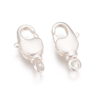 Brass Swivel Lobster Claw Clasps, Swivel Snap Hook, Long-Lasting Plated, Matte Silver Color, 14.5x7x3mm, Hole: 1.8mm.  (Packed 5 Clasps)
