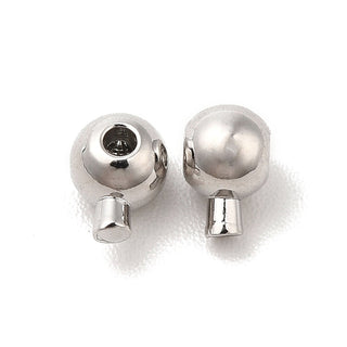 Brass Ball Crimp Beads, Round,  5x3.5x3mm, Hole: 1mm.  (Packed 10 Crimps).  *see finish options.