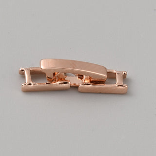Brass Fold Over Clasps, Rectangle, Rose Gold, 15x3.5x4.5mm.  (Packed 2 Clasps)
