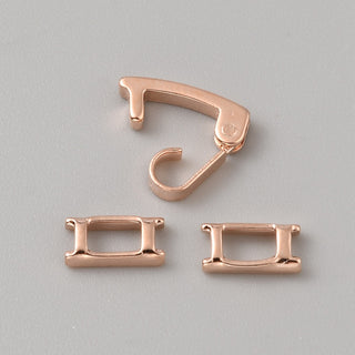 Brass Fold Over Clasps, Rectangle, Rose Gold, 15x3.5x4.5mm.  (Packed 2 Clasps)
