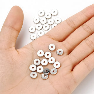 Brass Spacer Beads, Disc, Platinum Plated, 8x1.5mm, Hole: 2mm, 30pcs/set