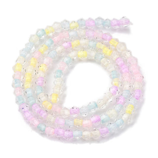 Glass Beads Strands, BiCone, Faceted, Mixed Color, 4.5x3.5~4mm, Hole: 1.2mm, about 108~116pcs/strand, 15.39''~15.67''(39.1~39.8cm)