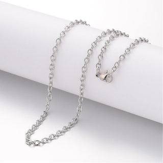 Non-Tarnish 304 Stainless Steel Necklace, Cable Necklace Chain, with Lobster Clasp, Stainless Steel Color, 17.72 inch(45cm), 2mm