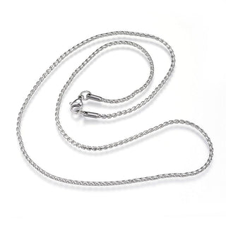 Non-Tarnish 304 Stainless Steel Twisted Chain Necklace, with Lobster Claw Clasp, Stainless Steel Color, 19.7 inch(50cm), 2mm