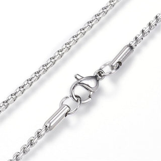 Non-Tarnish 304 Stainless Steel Twisted Chain Necklace, with Lobster Claw Clasp, Stainless Steel Color, 19.7 inch(50cm), 2mm