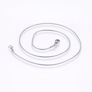Non-Tarnish 304 Stainless Steel Snake Chain Necklace, with Lobster Claw Clasp, Stainless Steel Color, 16 inch(40.6cm), 1.2mm