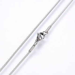 Non-Tarnish 304 Stainless Steel Snake Chain Necklace, with Lobster Claw Clasp, Stainless Steel Color, 16 inch(40.6cm), 1.2mm