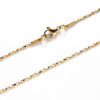 PVD Vacuum Plating 304 Stainless Steel Boston Link Chain Necklace, with Lobster Claw Clasp, Real 18K Gold Plated, 19.68 inch(50cm)x0.8mm