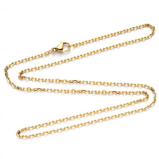 PVD Vacuum Plating 304 Stainless Steel Cable Chain Necklace, with Lobster Claw Clasp, Real 18K Gold Plated, 19.68 inch(50cm), Link: 2x1.2x0.4mm