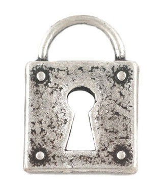 Metal Alloy Pendants, Padlock, Platinum, Lead Free and Cadmium Free and Nickel Free, 15x11x1mm, Hole: 5mm.  (Sold Individually)