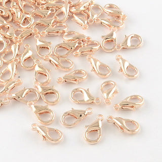Alloy Lobster Claw Clasps, Rose Gold, 10x6x3.5mm, Hole: 1mm.  (Packed 50 Clasps)