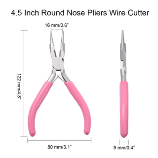45# Carbon Steel Jewelry Pliers, Round Nose Pliers, Wire Cutter, Ferronickel, Pink, 122x80x9mm