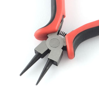 45# Carbon Steel Jewelry Pliers, Round Nose Pliers, Red & Black Handle, 120x83x18mm