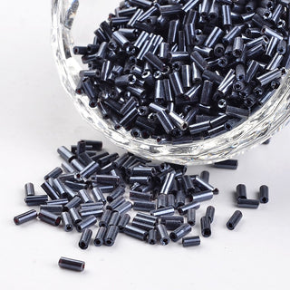 Glass Bugle Beads, Prussian Blue, 3~5x1.5~2mm, Hole: 0.8mm.  (approx 15gr)