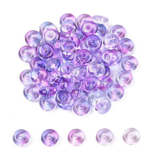 Electroplate Transparent Colours Rainbow Glass Seed Beads, Donut, 6~6.5x3~3.5mm, Hole: 1.2mm.  (20 Gram Bag) *See Color Options