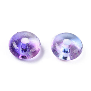 Electroplate Transparent Colours Rainbow Glass Seed Beads, Donut, 6~6.5x3~3.5mm, Hole: 1.2mm.  (20 Gram Bag) *See Color Options