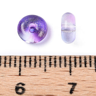 Electroplate Transparent Colours Rainbow Glass Seed Beads, Donut, 6~6.5x3~3.5mm, Hole: 1.2mm.  (20 Gram Bag) *See Color Options