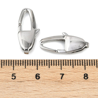 304 Stainless Steel Lobster Claw Clasps, Stainless Steel Color, Oval, 21x9.5x4mm, Hole: 2mm.  (Sold Individually)
