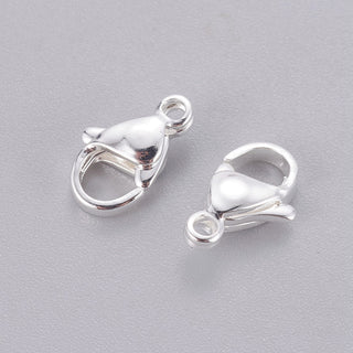 304 Stainless Steel Lobster Claw Clasps, Parrot Trigger Clasps, Bright Silver Color Plated, 14.5x9x4mm, Hole: 1.6mm.  (Packed 5 Clasps)