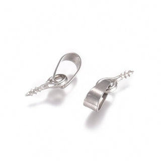 304 Stainless Steel Screw Eye Pin Peg Bails, For Half Drilled Beads, Stainless Steel Color, 8x4x1mm, Hole: 6x3mm, Pin: 0.8mm(Packed 10 Bails)