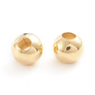 304 Stainless Steel Beads, Hollow Round, Golden, 5x4.5mm, Hole: 1.8mm, 25 Beads in a bag.
