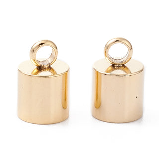 201 Stainless Steel Cord Ends, End Caps, Column, 24 Kt Gold Plated.   (See Size Options).  *Packed 5 ends. (Copy)