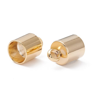 201 Stainless Steel Cord Ends, End Caps, Column, 24 Kt Gold Plated.   (See Size Options).  *Packed 5 ends. (Copy)
