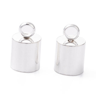 201 Stainless Steel Cord Ends, End Caps, Column, Silver.   (See Size Options).  *Packed 5 ends.