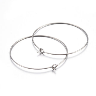 316 Surgical Stainless Steel Wine Glass Charms Rings, Hoop Earring Findings, Stainless Steel Color, 24x20x0.7mm, 21 Gauge  (Packed 10)