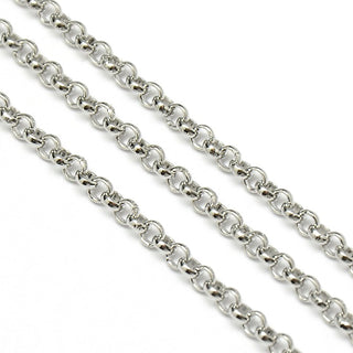 304 Stainless Steel Rolo Chains,  Stainless Steel Color, 3x1 mm.  Sold by the Foot