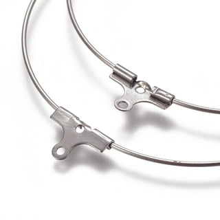 Tarnish Resistant 304 Stainless Steel Wire Pendants, Hoop Earring Findings, Ring, Stainless Steel Color, 21 Gauge, 40x35.5x0.7mm, Hole: 1mm.  (Packed per Pair)