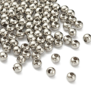 304 Stainless Steel Hollow Round Seamed Beads, for Jewelry Craft Making, Stainless Steel Color, 3x3mm, Hole: 1mm.  (Packed 50 Beads)