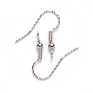 304 Stainless Steel Earring Hooks, Ear Wire, with Vertical Loop, Stainless Steel Color, 19~21x18mm, Hole: 2.5mm, 21 Gauge, Pin: 0.7mm.  (Packed 50 Ear wires (25 pair)).