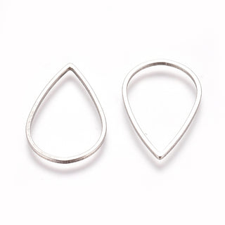 304 Stainless Steel Linking Rings, Teardrop, Stainless Steel Color, 20x13x0.8mm, Inner Diameter: 18x11.5mm.  (Packed 10)