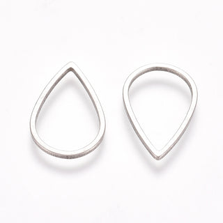 304 Stainless Steel Linking Rings, for Jewelry Making, Teardrop, Stainless Steel Color, 15x10x0.8mm, Inner Diameter: 13x8mm.  (Packed 10)