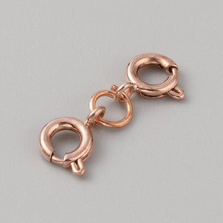 Stainless Steel Double Spring Ring Clasps, Rose Gold Plated, 17mm, Clasp: 6x1.5mm.  Sold per set.