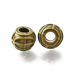 Tibetan Style Alloy European Beads, Large Hole Beads, Cadmium Free & Lead Free, Rondelle, Antique Bronze, 11.5x9.5mm, Hole: 4.5mm.  (Packed 10 Beads)