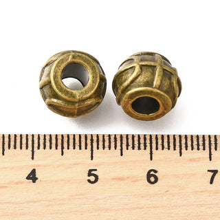 Tibetan Style Alloy European Beads, Large Hole Beads, Cadmium Free & Lead Free, Rondelle, Antique Bronze, 11.5x9.5mm, Hole: 4.5mm.  (Packed 10 Beads)