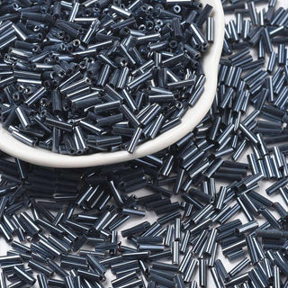 Bugle Beads (Glass) 1.6mm x 6mm  (approx 15gr)  *Marine Blue (Dark)