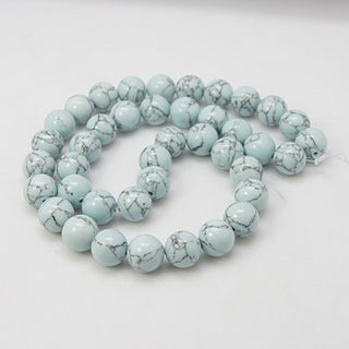 Synthetic Turquoise (HOWLITE) Beads Strands, Dyed, Round, Light Blue, 8mm, Hole: 1mm, about 50pcs/strand, 15.7 inch