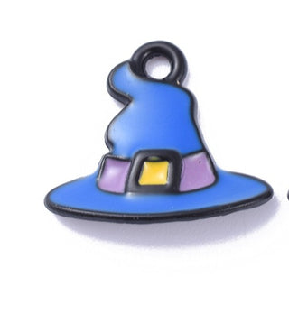 Enamel Witch Hat Charm.  13x15x2mm, Hole: 1mm.  (Sold Individually)