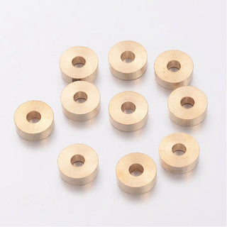 Golden Brass Rondelle Spacer Beads, 6x2mm, Hole: 2mm. (packed 50 beads)