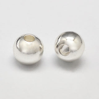 Rack Plating Brass Round Spacer Beads, Silver, 6mm, Hole: 1.5mm.  20 Beads.