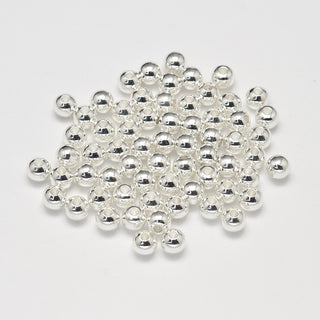 Rack Plating Brass Round Spacer Beads, Silver, 6mm, Hole: 1.5mm.  20 Beads.