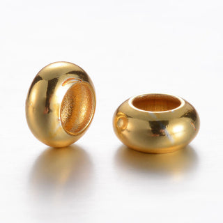 Brass Spacer Beads, Rondelle, Real 18K Gold Plated, 8x4mm, Hole: 4mm.  (Packed 10 Beads)