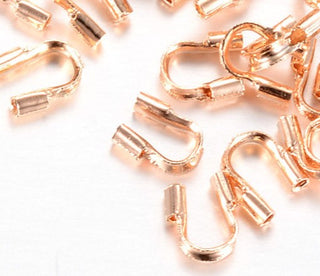 Brass Wire Guardian, Nickel Free, Rose Gold, 4.5x4x1mm, Hole: 0.5mm.  (Packed 20)