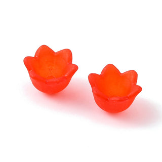 Mixed Frosted Acrylic Tulip Flower Bead Caps, Lily of the Valley, 10mm wide, 6mm thick, Hole:1.5mm (Packed 100 Pieces)